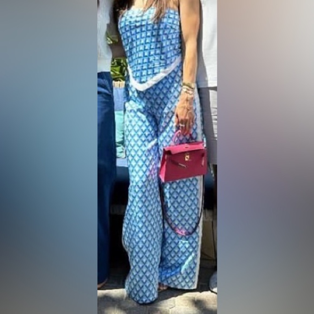 Geo top & pant set/ blue/ small